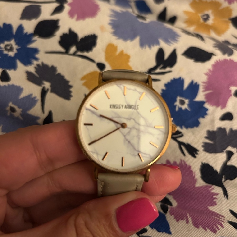 Kinsley Armelle Rose Gold and Marble Leather Watch